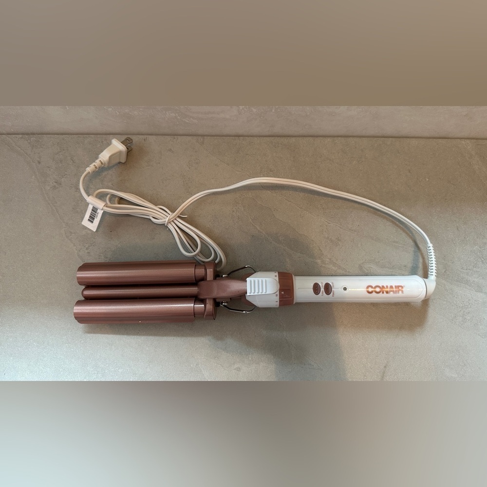Conair Double Ceramic 3 Barrel Curling Iron, Hair Waver, Create Beachy Waves